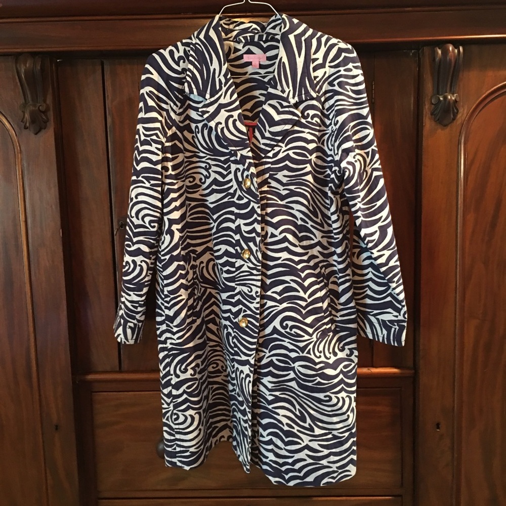 Lilly Pulitzer blue zebra stripe coat